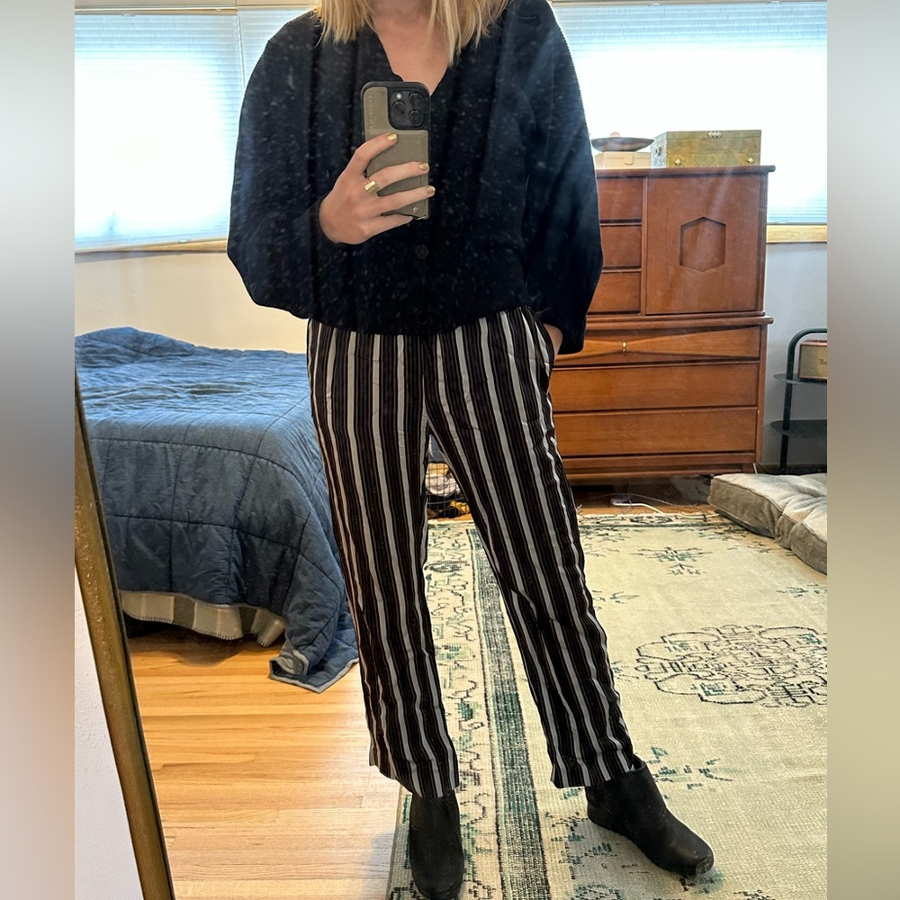 Joseph Black Striped Silky Pants